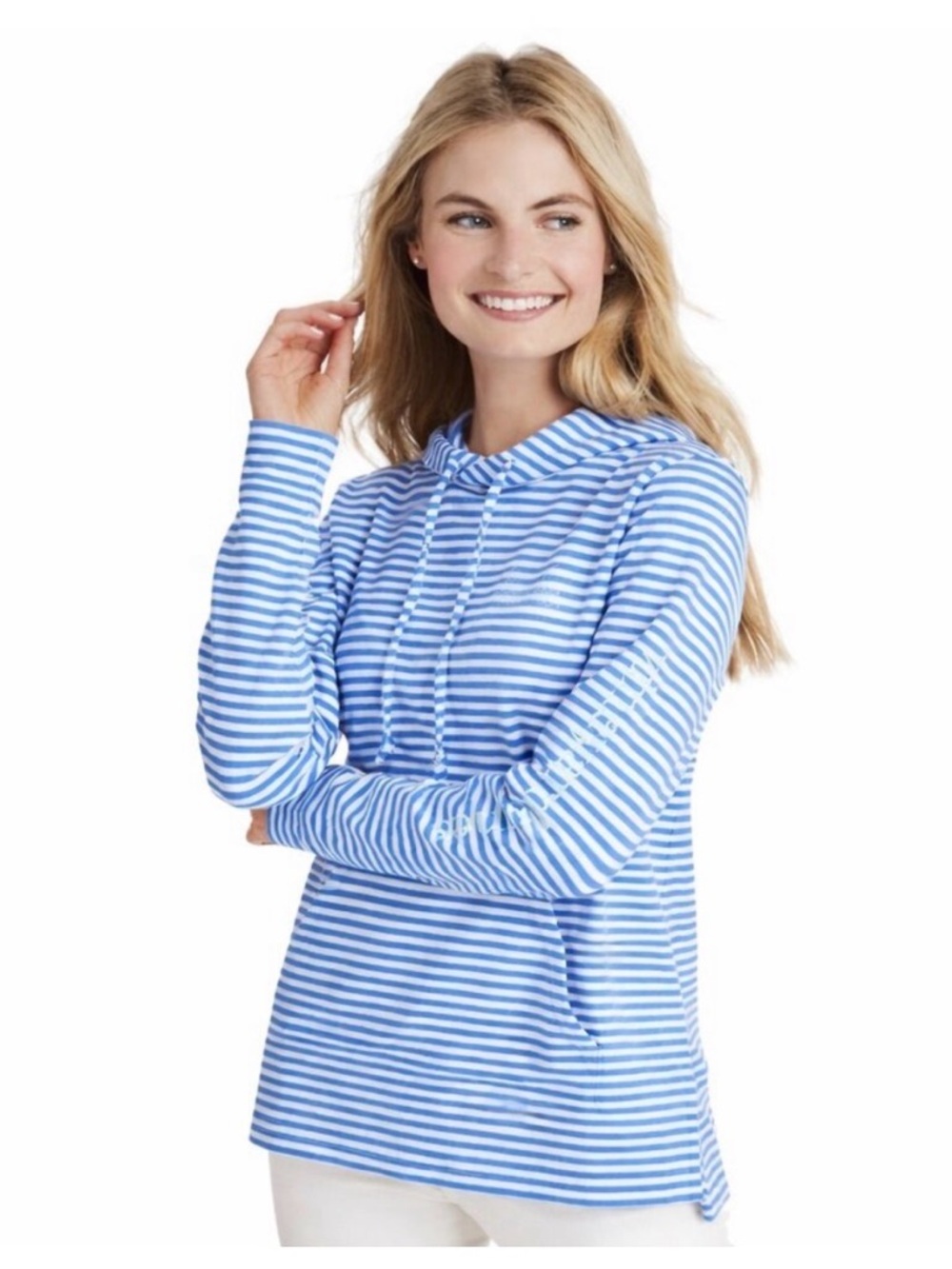 NWOT Vineyard Vines Blue and White Striped Coverup Hoodie Medium